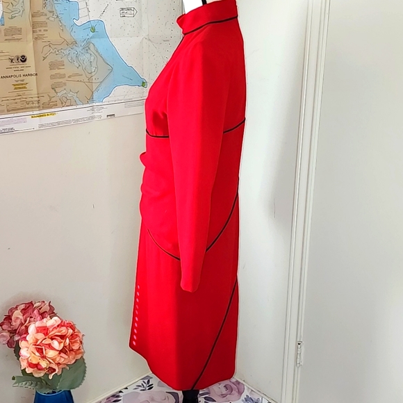 VINTAGE "HELGA" RED/BLACK DRESS SZ 8? - Picture 3 of 8